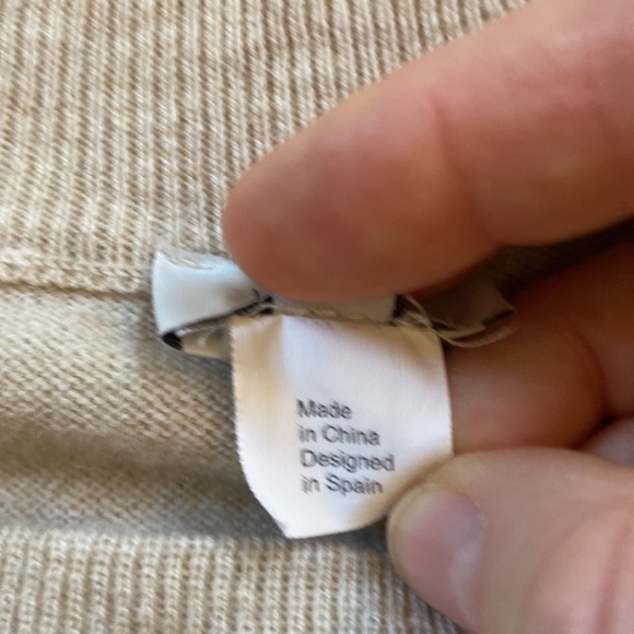 Hoss blue green black on tan striped wool sweater w/ elbow patches Size XC - Picture 8 of 11